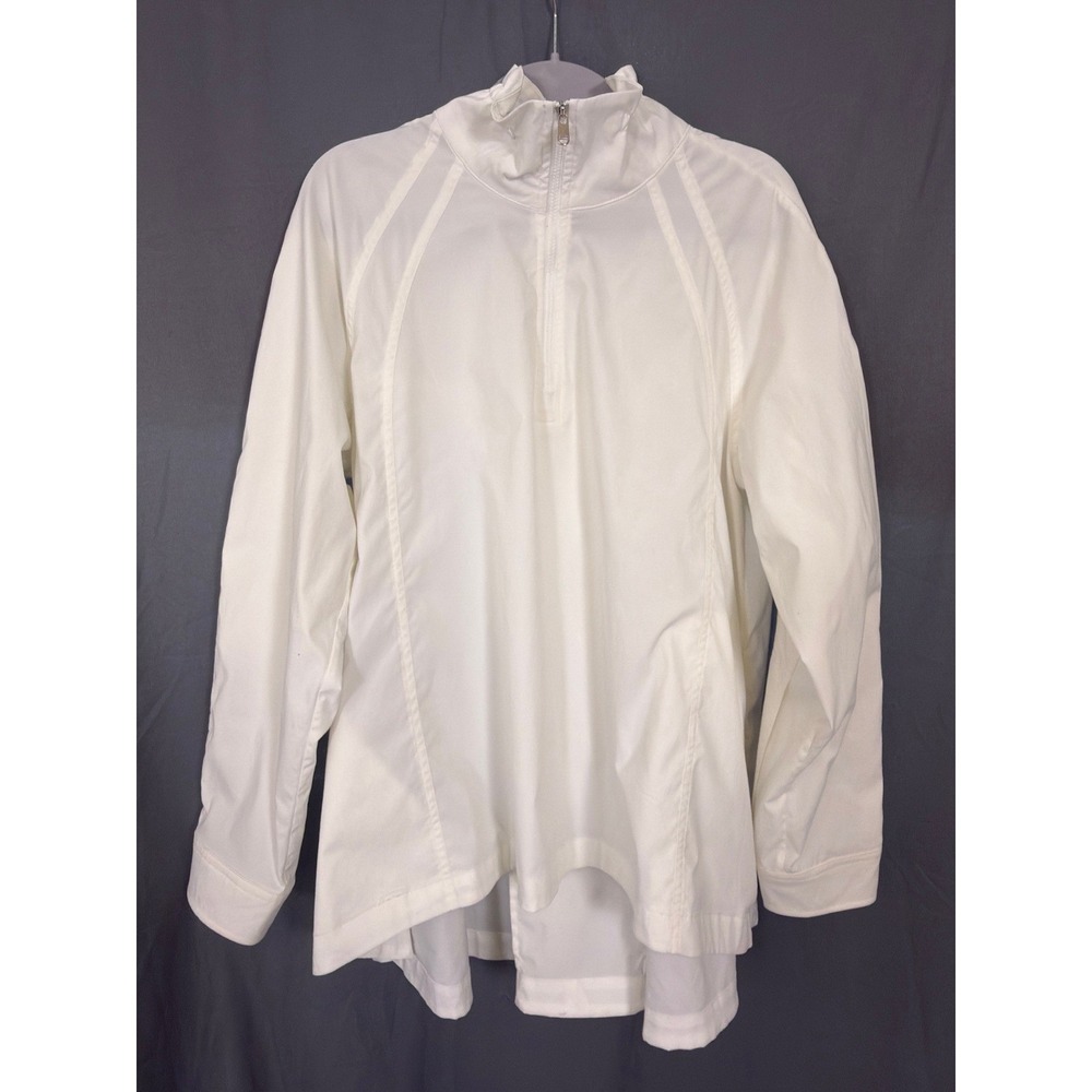Athleta Pullover Womens S White Quarter Zip High Low Hem Stretch Travel Jacket